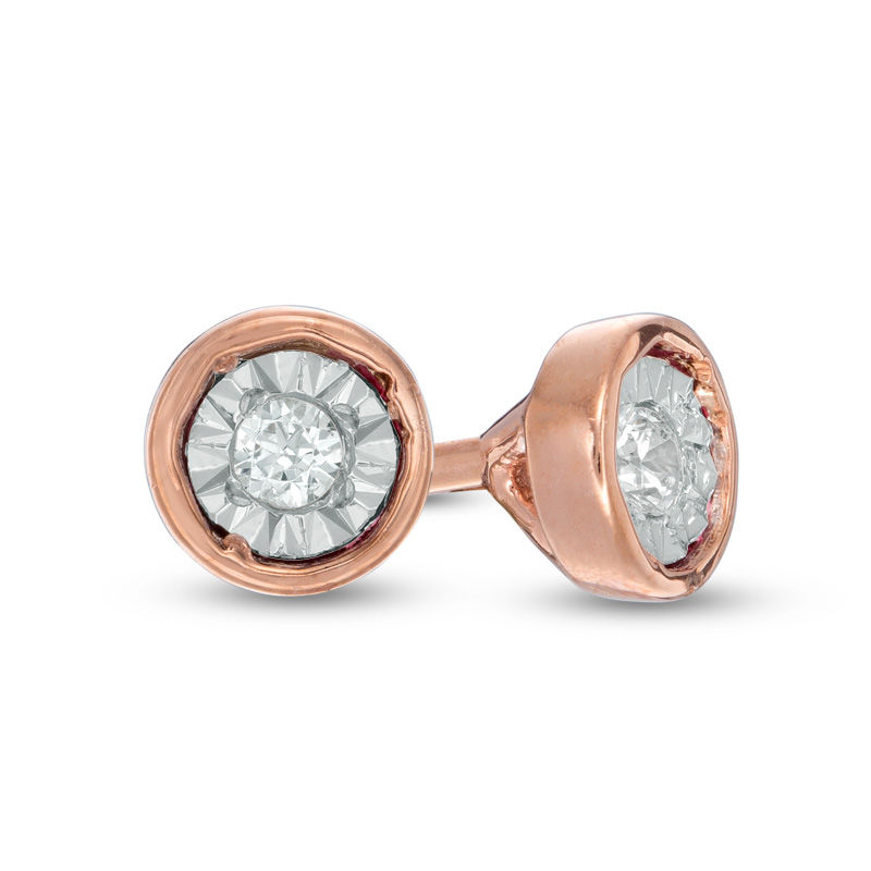 0.04 CT. T.W. Diamond Solitaire Stud Earrings in 10K Rose Gold