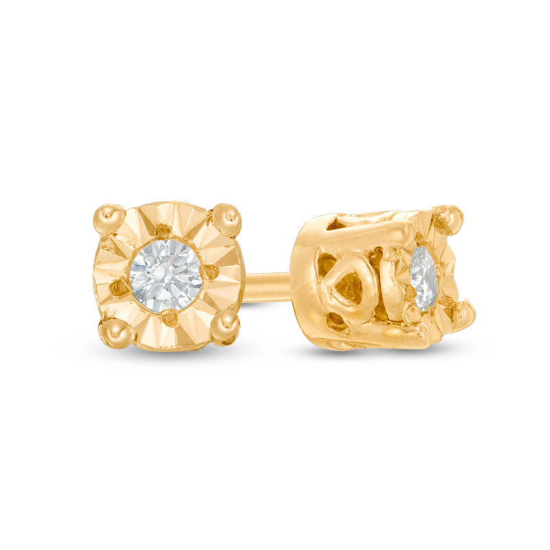Main Image 1 of 0.145 CT. T.W. Diamond Solitaire Stud Earrings in 10K Gold