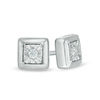 Thumbnail Image 1 of 0.085 CT. T.W. Diamond Solitaire Square Stud Earrings in 10K White Gold