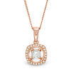 Thumbnail Image 0 of Magnificence™ 0.15 CT. T.W. Diamond Cushion Frame Pendant in 10K Rose Gold