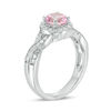 Thumbnail Image 2 of 7.0mm Lab-Created Pink Sapphire and 0.23 CT. T.W. Diamond Braid Engagement Ring in Sterling Silver