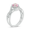 Thumbnail Image 1 of 7.0mm Lab-Created Pink Sapphire and 0.23 CT. T.W. Diamond Braid Engagement Ring in Sterling Silver