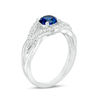 Thumbnail Image 1 of 5.5mm Lab-Created Blue Sapphire and 0.29 CT. T.W. Diamond Split Shank Engagement Ring in 10K White Gold