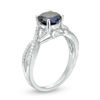 Thumbnail Image 2 of 7.0mm Lab-Created Blue Sapphire and 0.145 CT. T.W. Diamond Twist Shank Engagement Ring in 10K White Gold