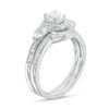 Thumbnail Image 1 of 5.0mm Lab-Created White Sapphire and 0.145 CT. T.W. Diamond Frame Bridal Set in Sterling Silver