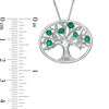 Thumbnail Image 2 of Lab-Created Emerald and Diamond Accent Tree of Life Oval Pendant in Sterling Silver