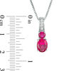 Lab-Created Ruby and White Sapphire Duo Drop Pendant in Sterling Silver