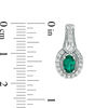 Thumbnail Image 1 of Oval Lab-Created Emerald and White Sapphire Frame Drop Earrings in Sterling Silver