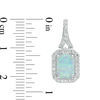 Thumbnail Image 1 of Emerald-Cut Lab-Created Opal and White Sapphire Frame Drop Earrings in Sterling Silver
