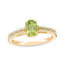Thumbnail Image 1 of Oval Peridot and 0.116 CT. T.W. Diamond Double Row Ring in 14K Gold