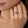 Thumbnail Image 3 of Oval Blue Sapphire and 0.32 CT. T.W. Diamond Bridal Set in 14K White Gold - Size 7
