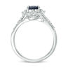 Thumbnail Image 5 of Oval Blue Sapphire and 0.32 CT. T.W. Diamond Bridal Set in 14K White Gold - Size 7