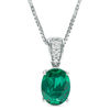 Thumbnail Image 0 of Oval Lab-Created Emerald and White Sapphire Pendant in Sterling Silver