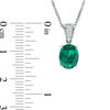 Thumbnail Image 1 of Oval Lab-Created Emerald and White Sapphire Pendant in Sterling Silver