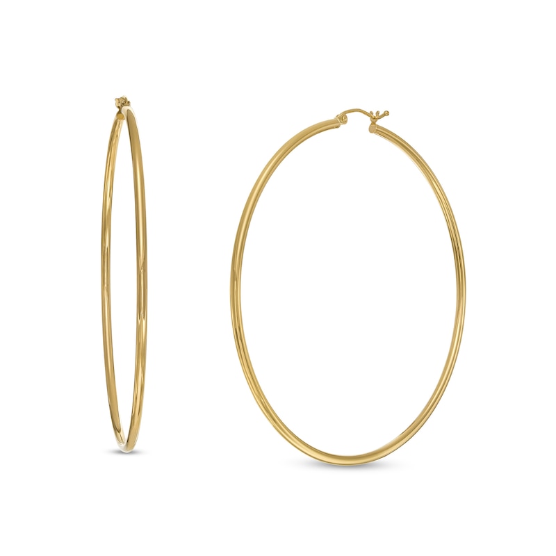 2.0 x 65.0mm Tube Hoop Earrings in 10K Gold|Peoples Jewellers