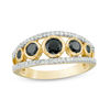 Thumbnail Image 1 of 0.95 CT. T.W. Enhanced Black and White Diamond Five Stone Ring in 10K Gold