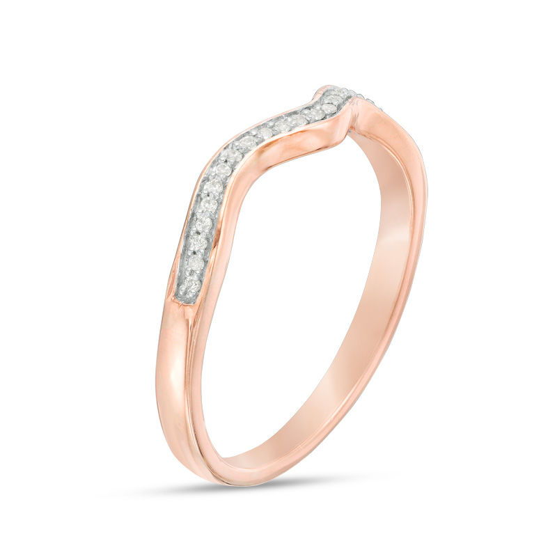 0.065 CT. T.W. Diamond Wavy Wedding Band in 10K Rose Gold