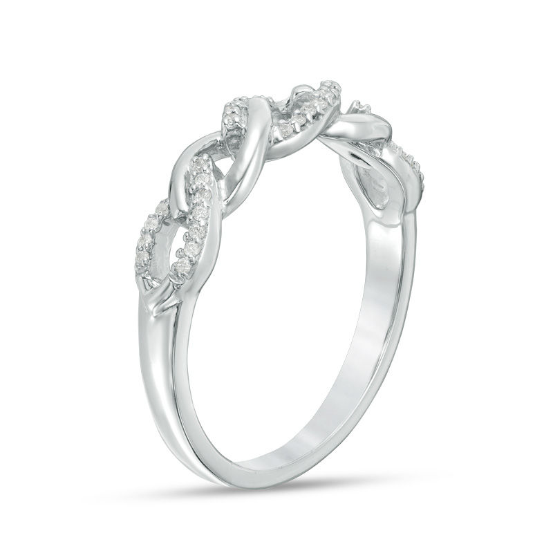 Main Image 2 of 0.086 CT. T.W. Diamond Chain Link Band in Sterling Silver
