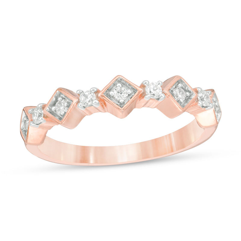 0.145 CT. T.W. Diamond Alternating Anniversary Band in 10K Rose Gold