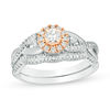 Thumbnail Image 1 of 0.45 CT. T.W. Diamond Frame Twist Bridal Set in 10K Two-Tone Gold