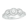 Thumbnail Image 0 of 0.45 CT. T.W. Diamond Three Stone Frame Engagement Ring in 10K White Gold