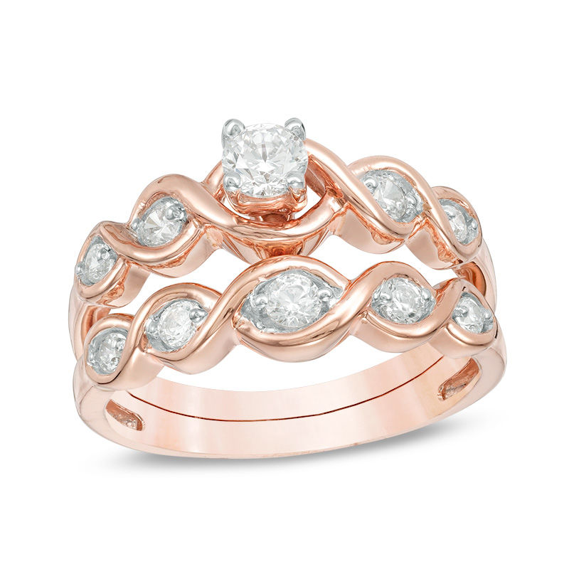 0.45 CT. T.W. Diamond Twist Bridal Set in 10K Rose Gold|Peoples Jewellers