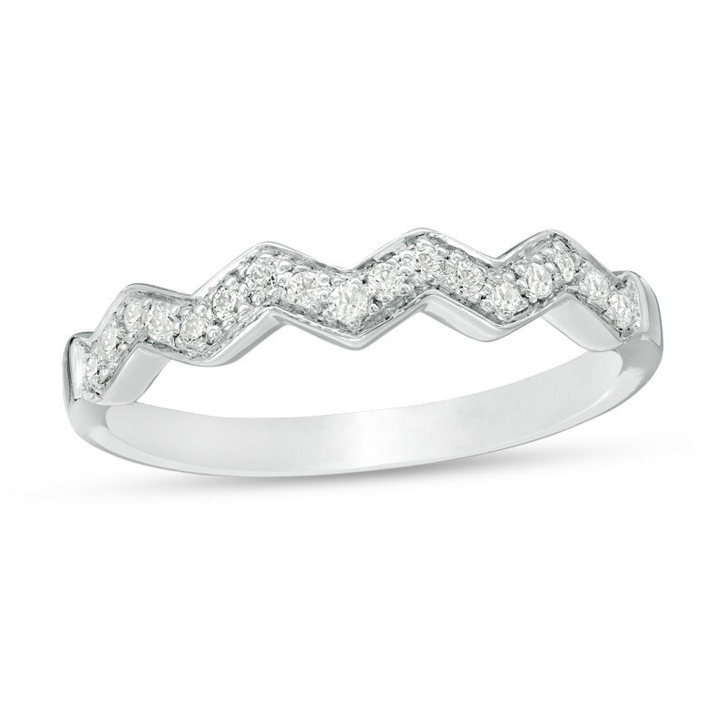 0.085 CT. T.W. Diamond Zig-Zag Band in 10K White Gold