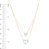 Thumbnail Image 2 of 0.15 CT. T.W. Diamond Heart Double Strand Necklace in 10K Gold - 17"