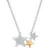 0.06 CT. T.W. Diamond Triple Star Necklace in Sterling Silver and 10K Gold - 16.5"