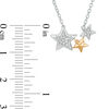 Thumbnail Image 2 of 0.06 CT. T.W. Diamond Triple Star Necklace in Sterling Silver and 10K Gold - 16.5"