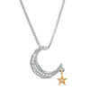 0.065 CT. T.W. Diamond Moon with Star Dangle Pendant in Sterling Silver and 14K Gold