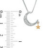 0.065 CT. T.W. Diamond Moon with Star Dangle Pendant in Sterling Silver and 14K Gold