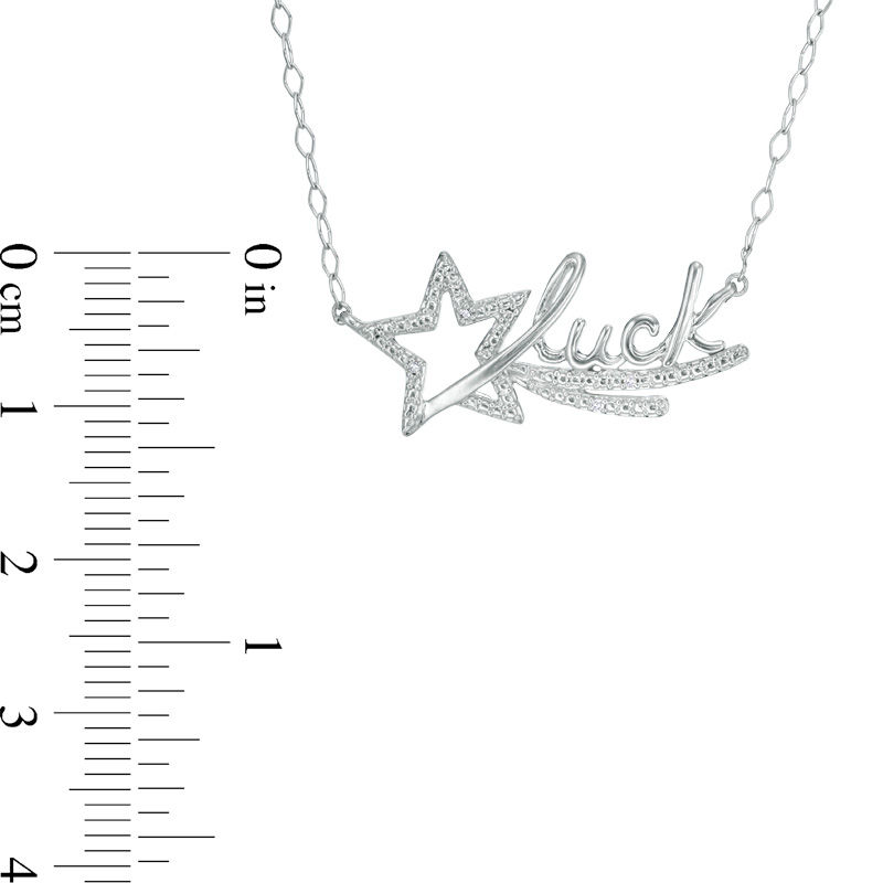 Diamond Accent "luck" Shooting Star Necklace in Sterling Silver