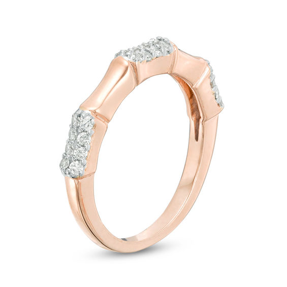 0.23 CT. T.W. Diamond Station Bamboo Band in 10K Rose Gold 0.23 CT. T.W. Diamond Station Bamboo Band in 10K Rose Gold
