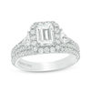 Thumbnail Image 0 of Vera Wang Love Collection 2.23 CT. T.W. Certified Emerald-Cut Diamond Frame Engagement Ring in 14K White Gold (I/SI2)