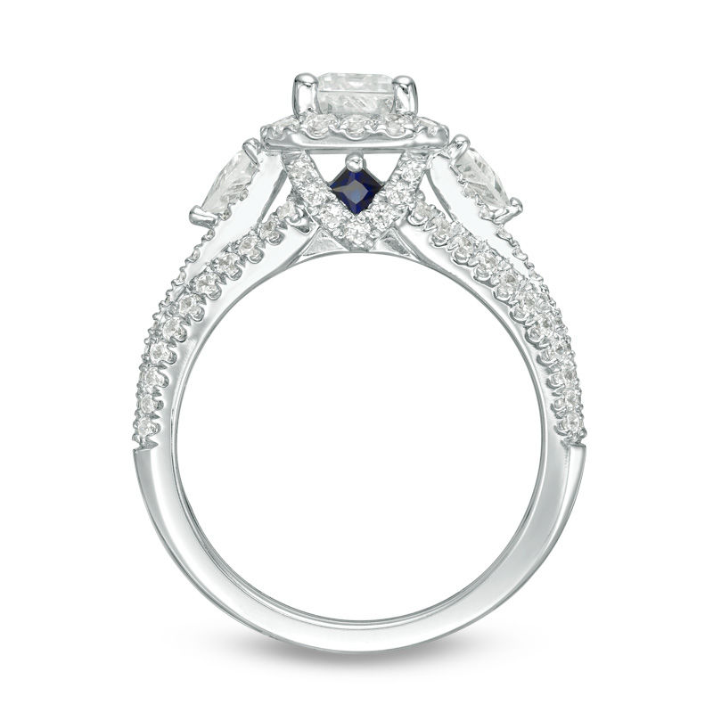 Vera Wang Love Collection 2.23 CT. T.W. Certified Emerald-Cut Diamond Frame Engagement Ring in 14K White Gold (I/SI2)