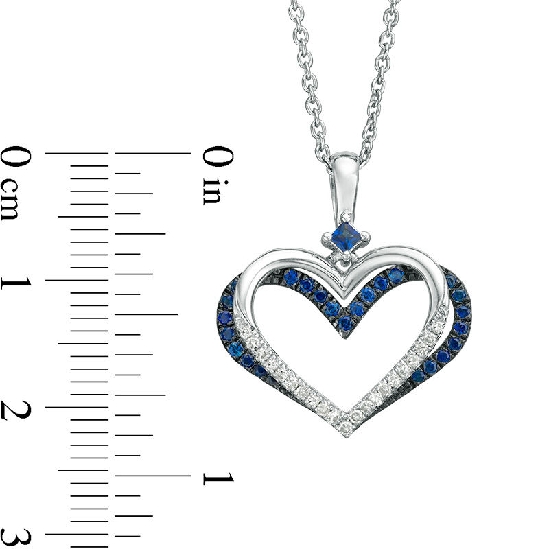 Main Image 3 of The Kindred Heart from Vera Wang Love Collection Sapphire and 0.085 CT. T.W. Diamond Pendant in Sterling Silver - 19"