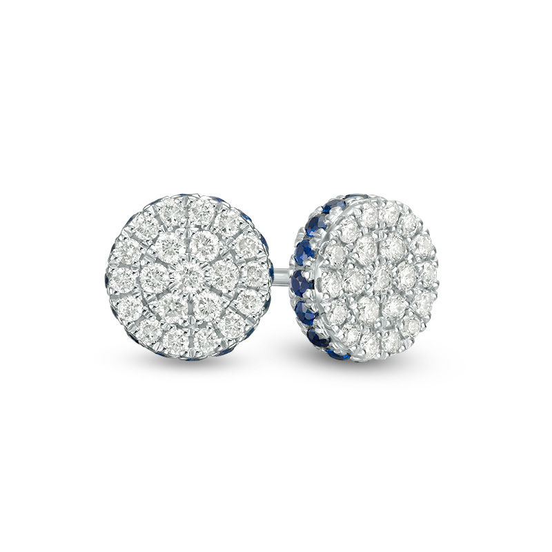 Main Image 1 of Vera Wang Love Collection 0.37 CT. T.W. Composite Diamond and Blue Sapphire Stud Earrings in Sterling Silver