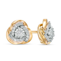 0.29 CT. T.W. Diamond Love Knot Stud Earrings in 10K Gold