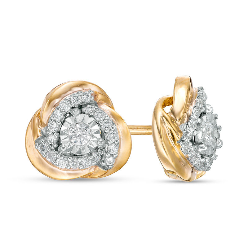 0.29 CT. T.W. Diamond Love Knot Stud Earrings in 10K Gold|Peoples Jewellers