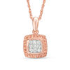 Thumbnail Image 0 of 0.065 CT. T.W. Multi-Diamond Square Pendant in 10K Rose Gold