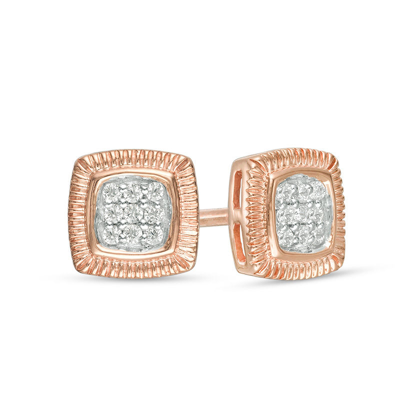 Rose Gold Earrings Peoples Jewellers T W Composite Diamond Square Stud Earrings In 10k Rose Gold