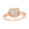 Thumbnail Image 0 of 0.065 CT. T.W. Multi-Diamond Square Twist Promise Ring in 10K Rose Gold