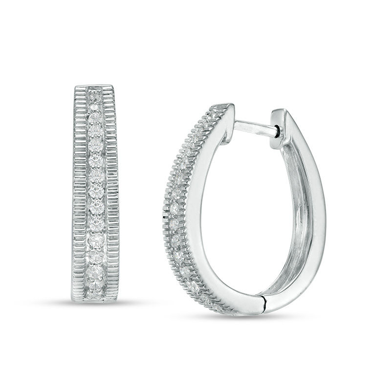 0.23 CT. T.W. Diamond Hoop Earrings in Sterling Silver|Peoples Jewellers