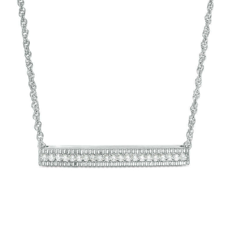 0.18 CT. T.W. Diamond Bar Necklace in Sterling Silver - 17"|Peoples Jewellers