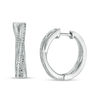 Thumbnail Image 0 of 0.065 CT. T.W. Diamond Crossover Hoop Earrings in Sterling Silver