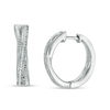 Thumbnail Image 1 of 0.065 CT. T.W. Diamond Crossover Hoop Earrings in Sterling Silver