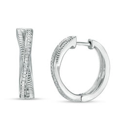0.065 CT. T.W. Diamond Crossover Hoop Earrings in Sterling Silver