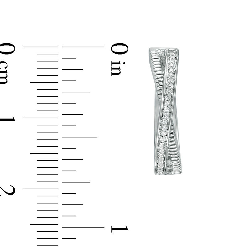 Main Image 2 of 0.065 CT. T.W. Diamond Crossover Hoop Earrings in Sterling Silver