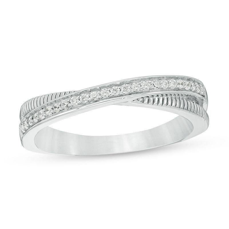 0.117 CT. T.W. Diamond Crossover Band in Sterling Silver